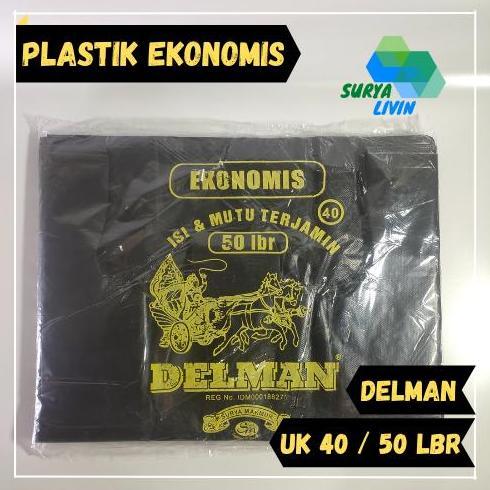 Shitx- Kantong Plastik Kresek Delman Ekonomis Uk. 40 Hitam Isi 50 Lembar