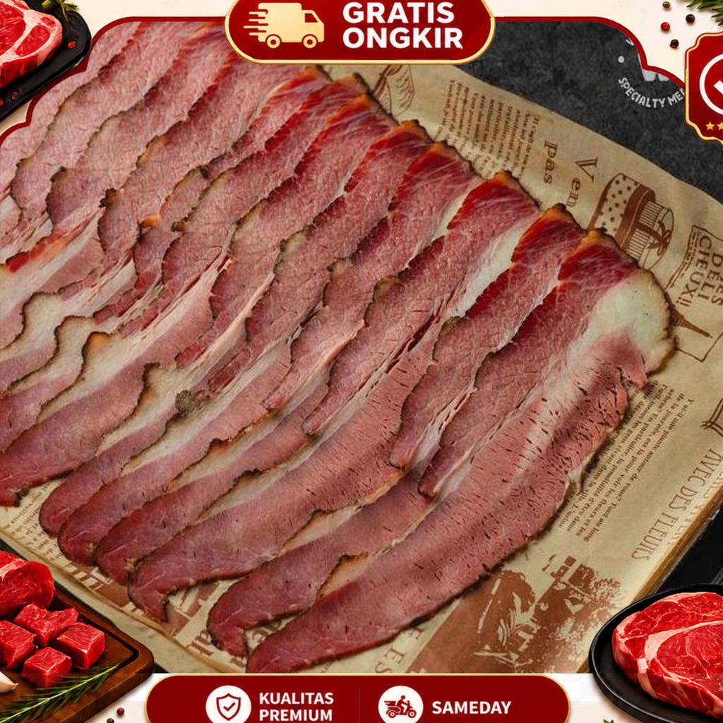 Premium Smoked Beef / Premium Smoked Beef Rasher / Smoked Beef Slice / Daging Sapi Bacon