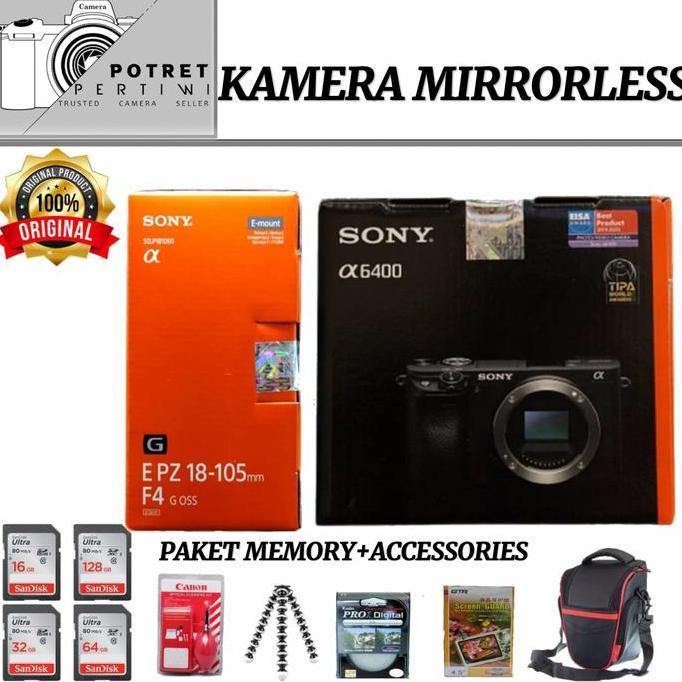 Sony Alpha A6400 Kit Lensa E 18-105Mm G Oss / Kamera Mirrorless Sony A6400 Kit E 50Mm / Sony A6400 K