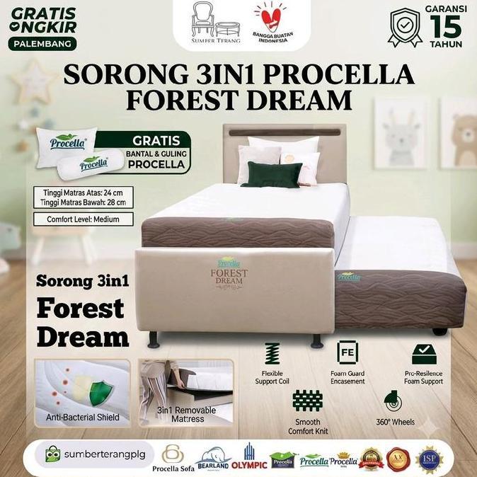 Springbed Sorong 3in1 Procella Forest Dream Matras Kasur Bed Dorong