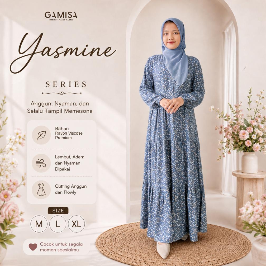 Tahan Lama Gamis Dewasa Motif Yasmine Series By Gamisa.Id - Bahan Rayon Viscose Gamis Adem Nyaman Bi