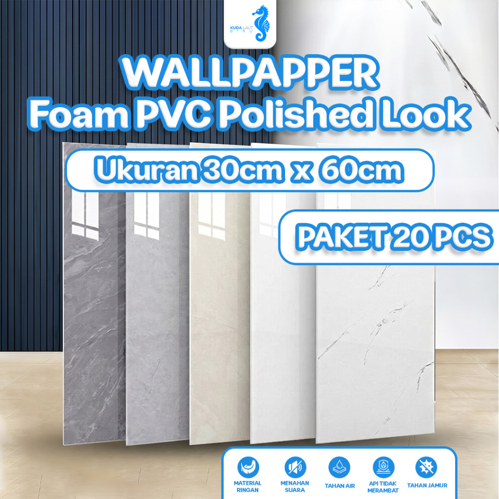 KLB - 20 LEMBAR Wallpaper Dinding Vinyl Marble 30 x 60cm Stiker Vinyl Marble Granit Stiker Dinding D