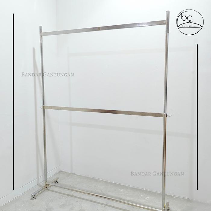 HARGA SAHABAT - Gawang Baju 2 Susun Gawang Besi Stand Besi Rak Besi Hanger Besi Gantungan Baju Besi 