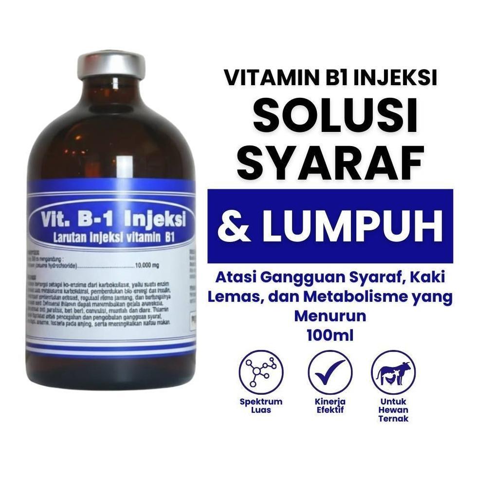 Ready Stok Vit B1 injeksi - Obat Lumpuh - B1 100ml- Obat Hewan - Vit B1 Injeksi