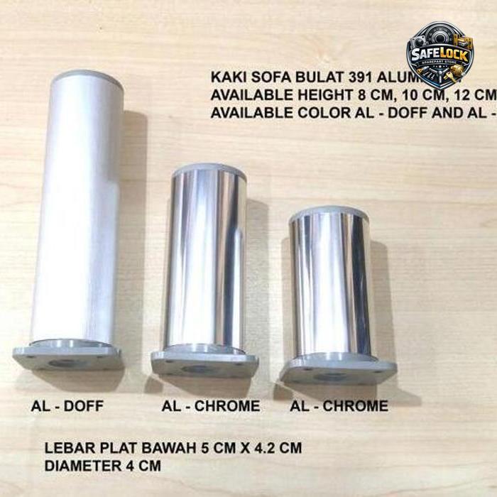 Kaki Sofa 15 CM Bulat Aluminium 391