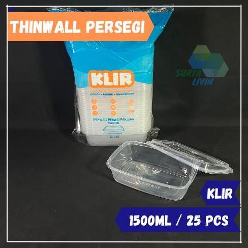 Thinwall KLIR / Food Container Persegi Panjang Tutup Cembung 1500 ml