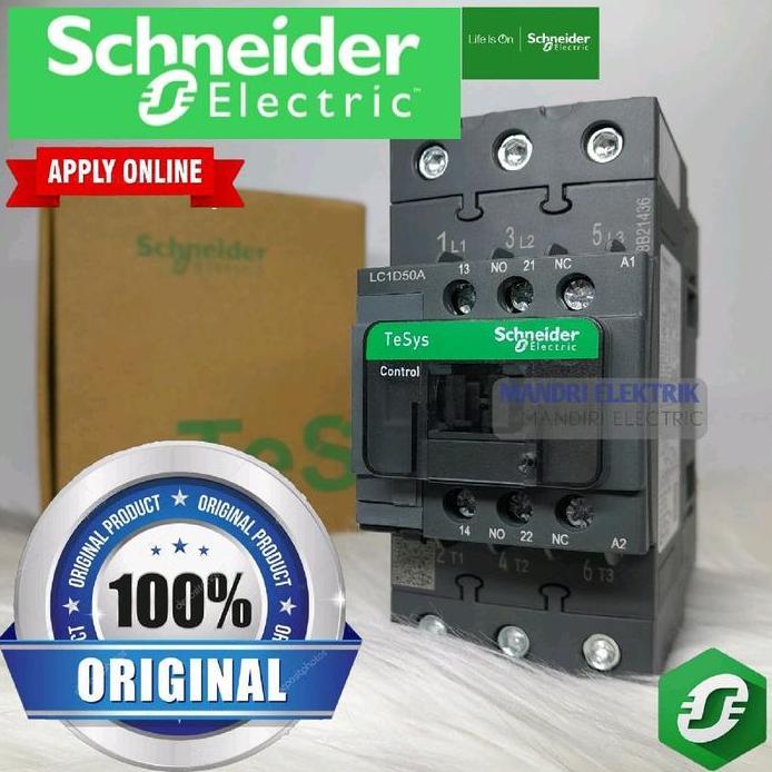 Kontaktor Schneider Lc1D50Am7 220Vac, Lc1D50Aq7 380Vac, Lc1D50Af7 110Vac, Lc1D50Ae7 48Vac, Lc1D50Ab7
