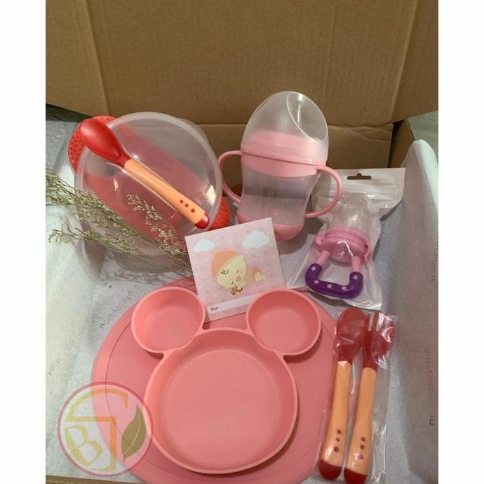 baby gift feeding silicon set / paket alat makan bayi silikon set WSD