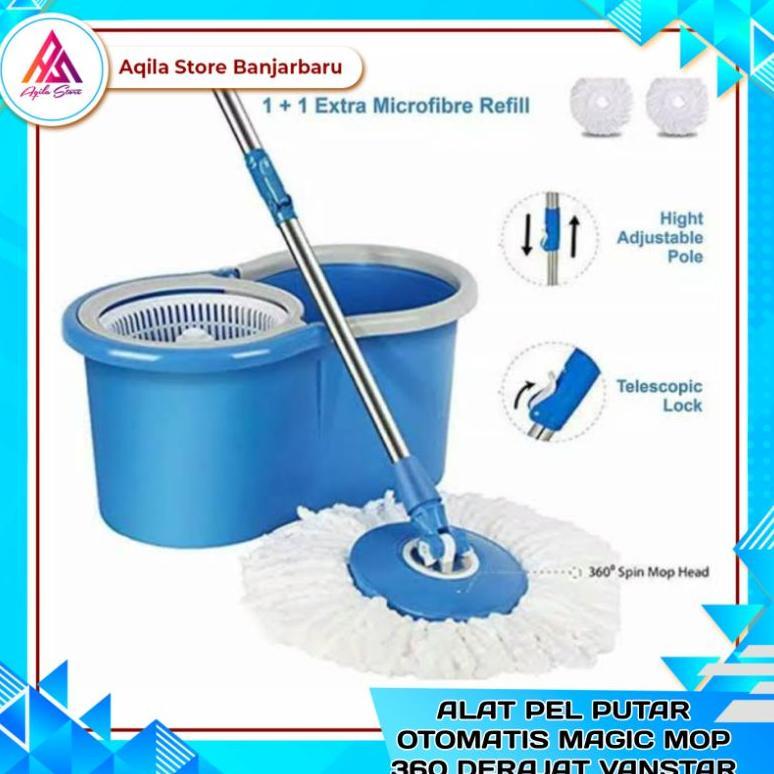 Pel Mop Putar Otomatis Vanstar / Alat Pel Putar Otomatis Magic Mop Stainless 360 Ha