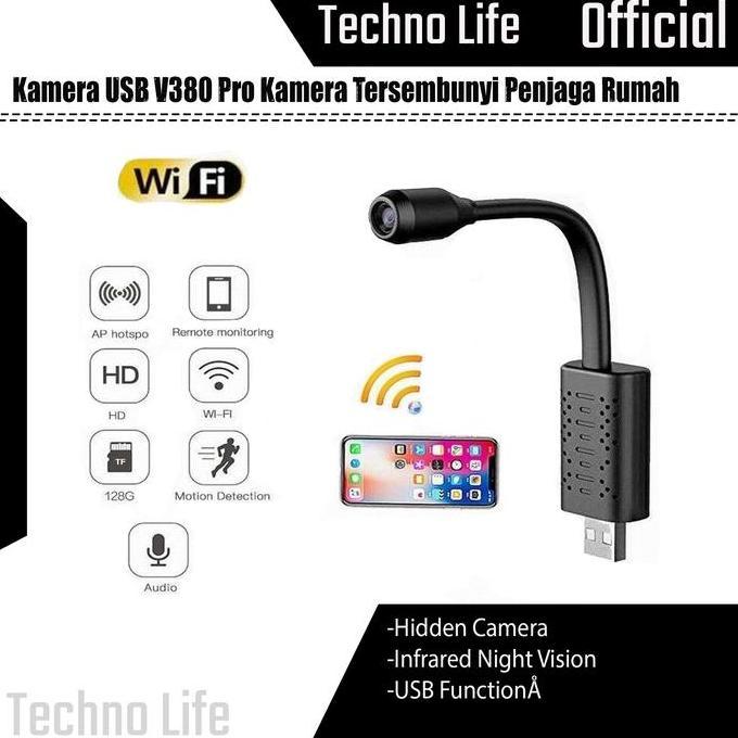 Kamera CCTV USB Mini V380 Pro 1080p HD Kamera Tersembunyi Pemantau Rumah