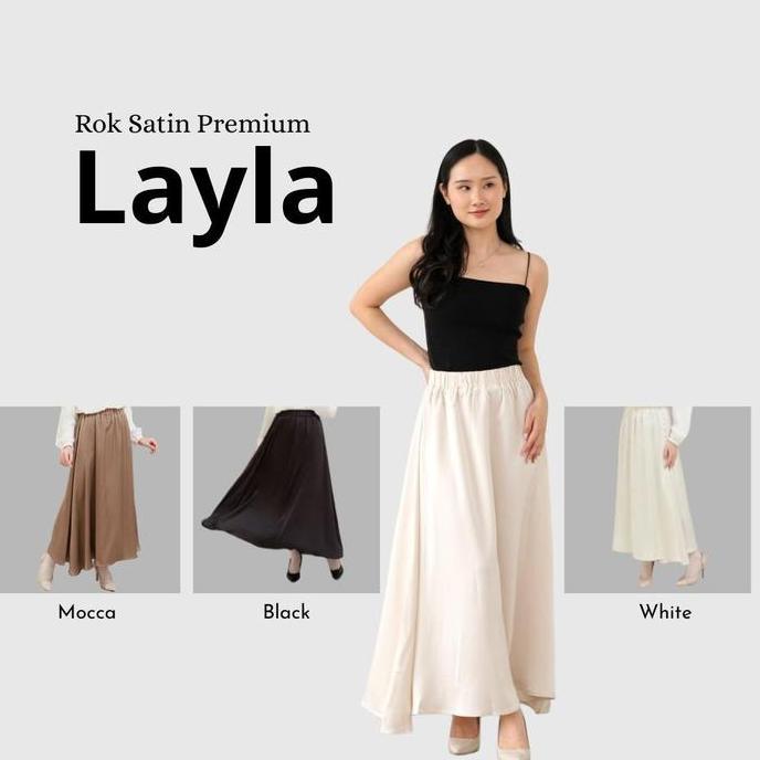 Roupas - [Jenn&Rose] Rok Satin Layla Model A-Line | Flare | Bawahan Wanita |