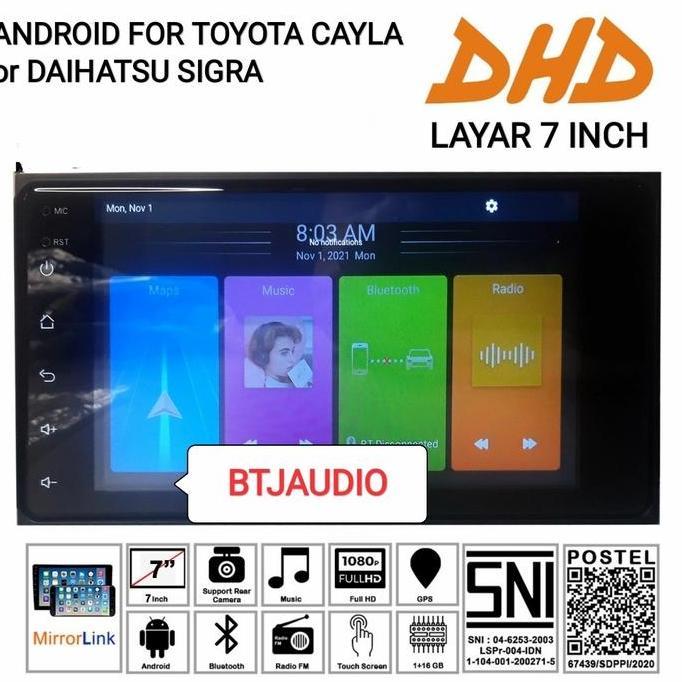 Head Unit Tape Android Oem Toyota Calya Daihatsu Sigra Layar 7 Inch Terbaik