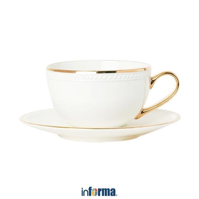 Informa Appetite Cangkir Dengan Saucer Keramik 250 ml - Gold Appeal Tea Cup Coffee Cup Set Cawan Tat