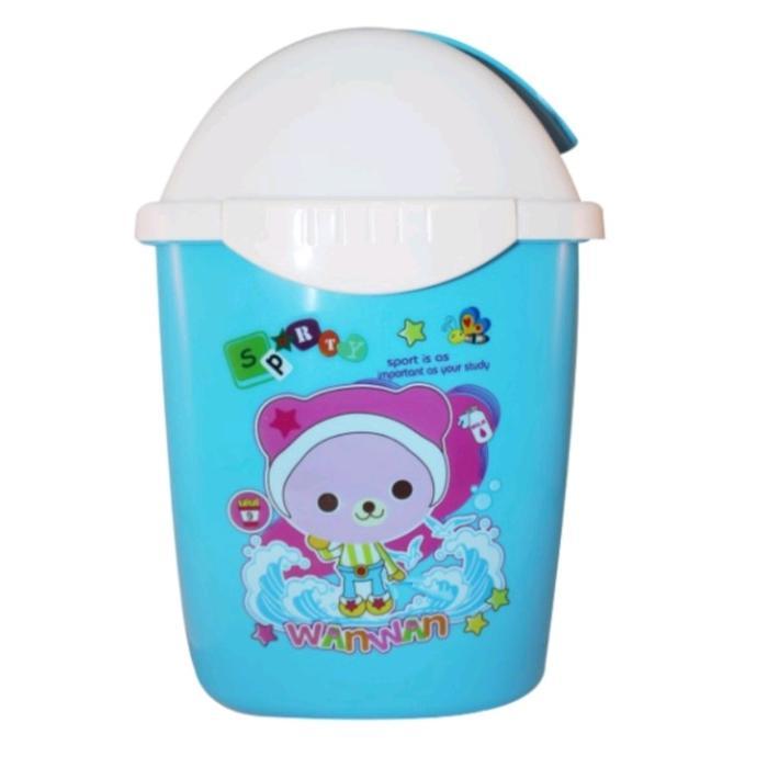 Tempat sampah segi tutup lucky bird L-723 Bahan plastik tebal