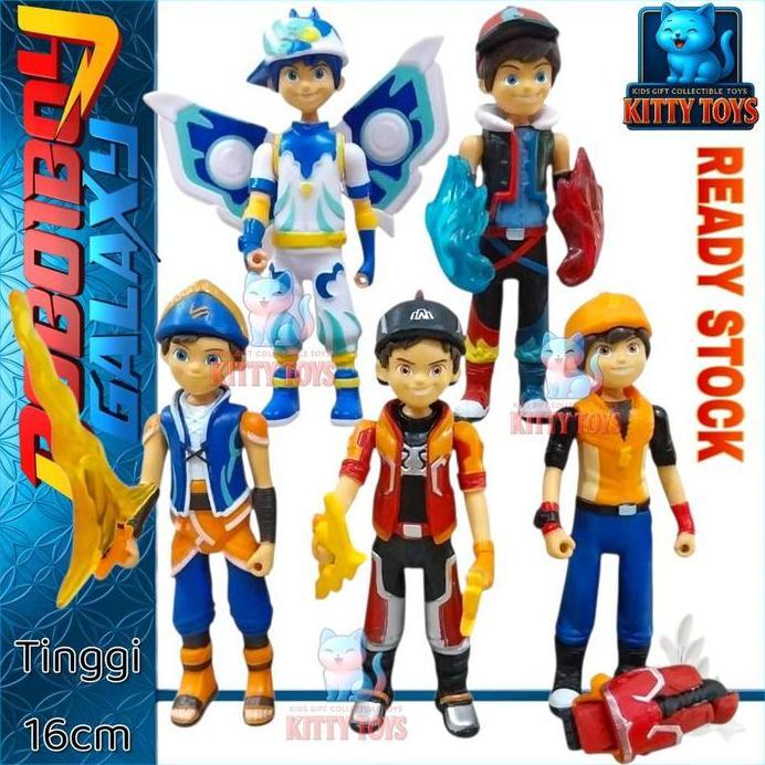 Action Figure Set 5 Pcs Boboiboy Galaxy Tinggi 16Cm - Mainan Koleksi Pajangan & Topper Kue / Boboibo