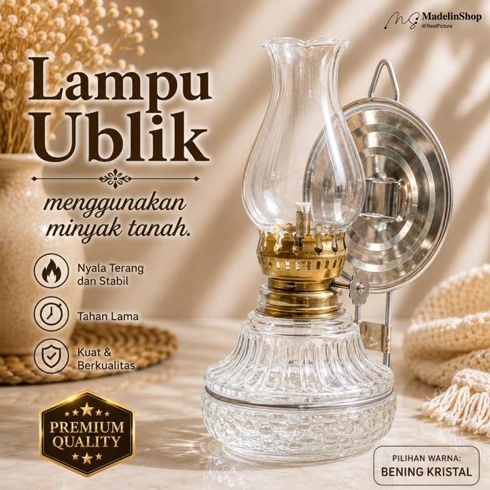 RUKUN Lampu Ublik Teplok Minyak Tanah Mangkok Kaca Haka 7 Warna Jadul