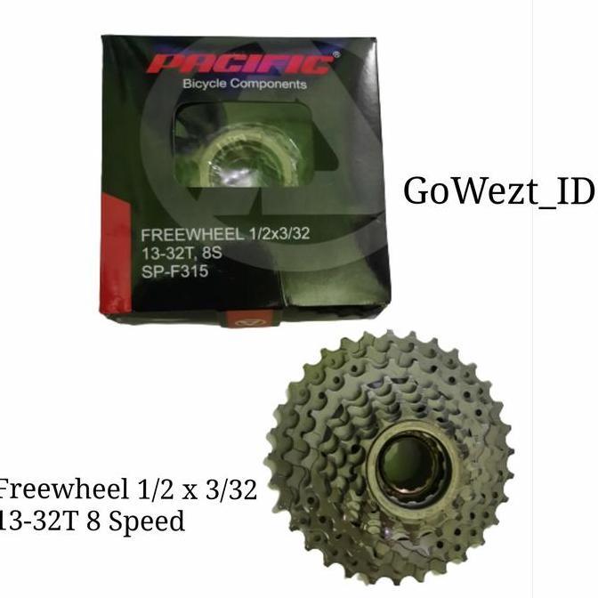FREEWHEEL GEAR GIR BELAKANG 8 SUSUN PACIFIC 1/2" X 3/32" X 8 SPEED