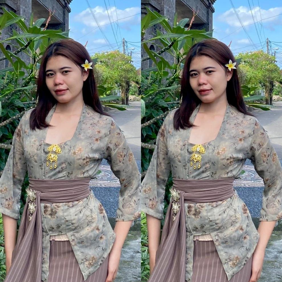 Kebaya Bali Dewasa Model Lengan Lonceng Motif Bunga//Kebaya Bali Kekinian