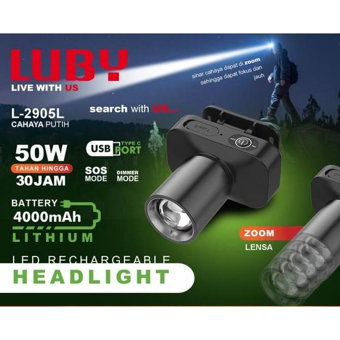 Senter Kepala ZOOM LUBY / HEADLAMP ZOOM LUBY L2905/2905/L-2905