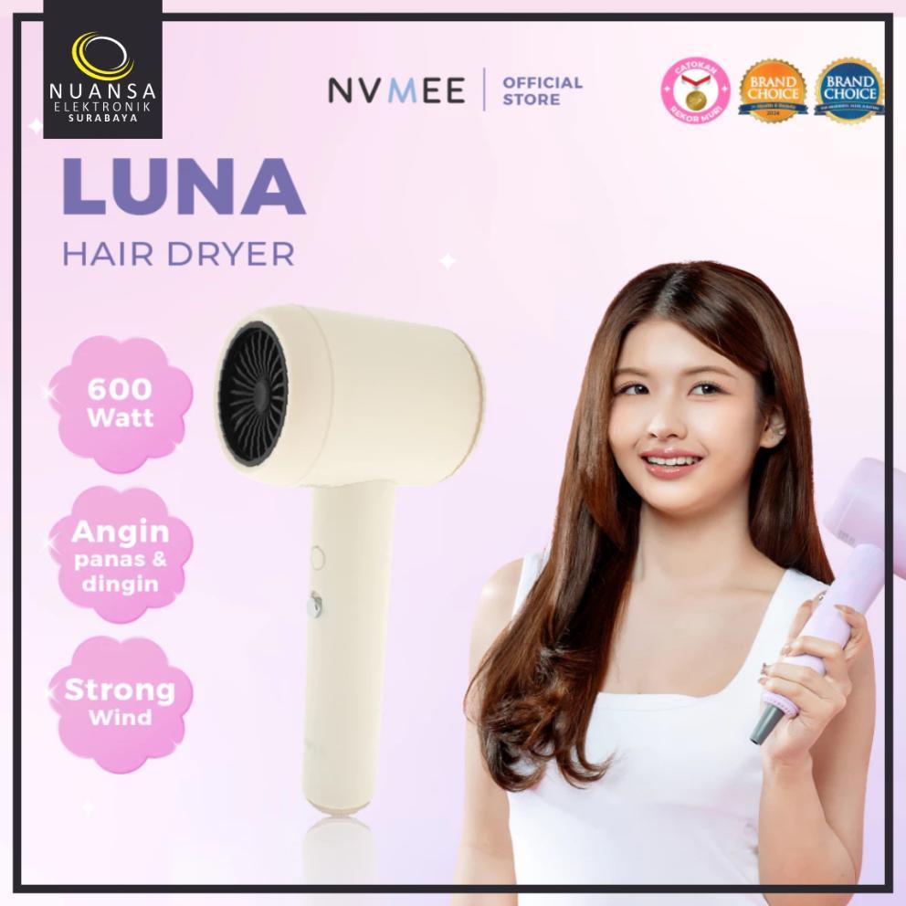 Nvmee Luna Hair Dryer Pengering Rambut Low Watt & Strong Wind Hairdryer Hemat Listrik 600 Watt