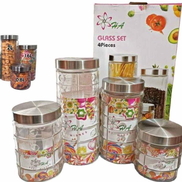 Toples Kaca Set/Toples Glass Set 4 Pc