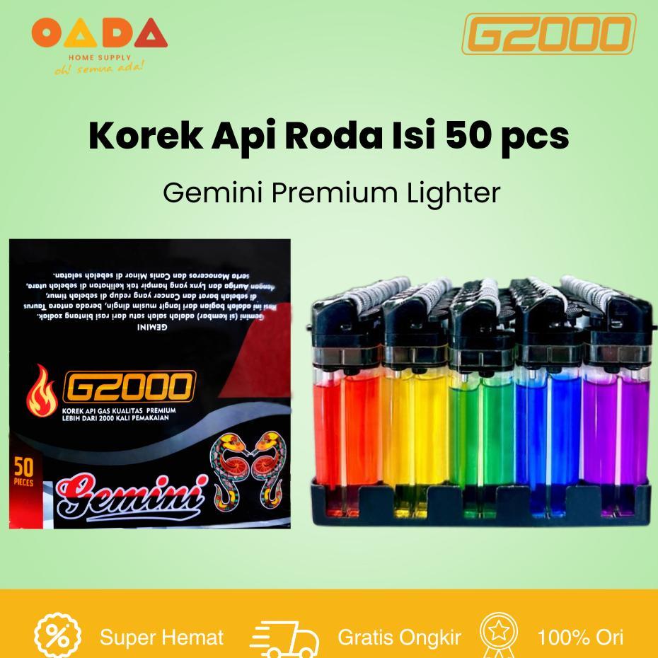 (1 Box/50 Pcs) Korek Api Roda G2000 Cobra Fox Gemini Borobudur Lighter Kualitas Premium