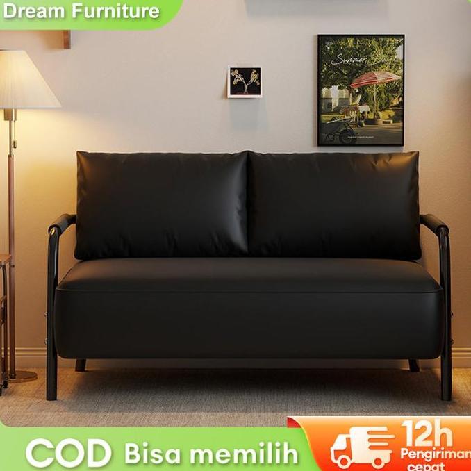 DF-3-Mudah Dibersihkan Warna Netral Tahan Lama Furniture Sofa Bed Kulit Imitasi Minimalis Sofa 2 Sea