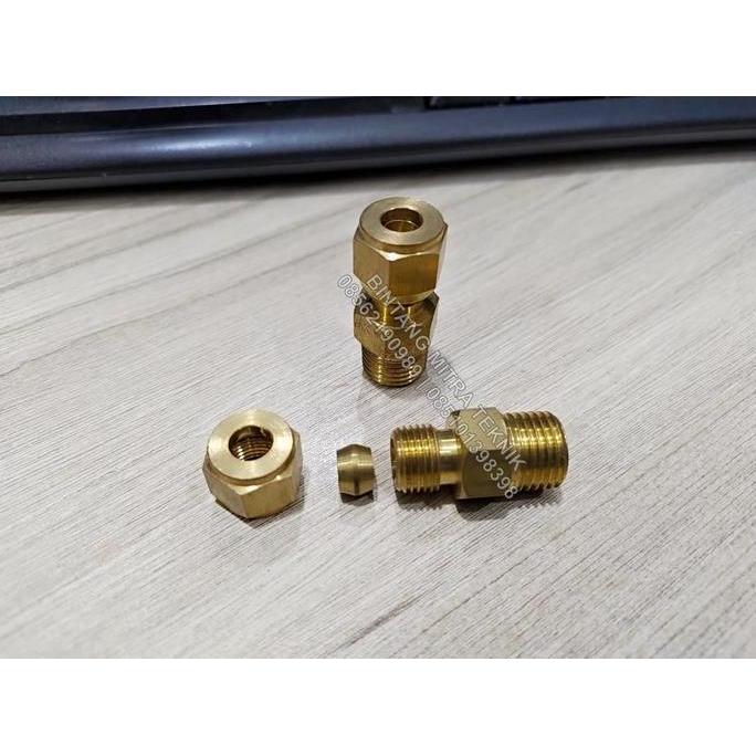 Dominic- Connector Pipa Tembaga 6Mm X 1/4" Drat Luar / Nepel Pipa Tembaga 6Mm