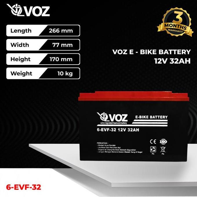 Ada Voz Baterai Sepeda Listrik 12V 32 Ah | Voz E-Bike Baterai 12V 32 Ah