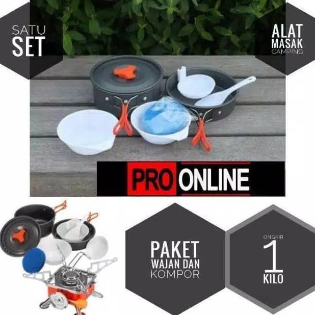 Paket Hemat Komplit Cooking Set Nesting 2 Person Kompor Mini Camping KOVAR ZT-202 Portable Windproof