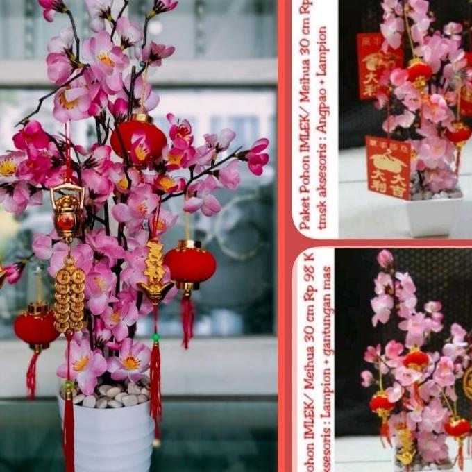 Pohon Imlek Meihoa Angpao Sakura Paket Aksesoris