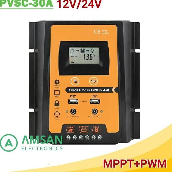 Powmr Mppt Pwm Solar Charger Controller Scc Pvsc 30A Ip32 Dual Usb