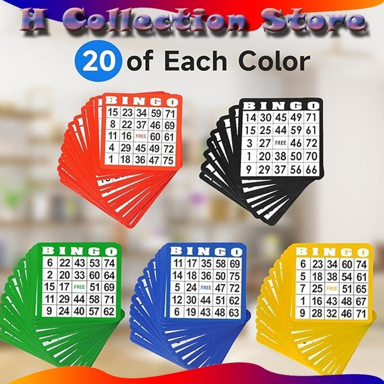 100pcs/set  Kartu Bingo Lengkap Besar Bingo Card 5 Warna Bingo Set