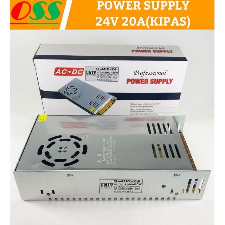 KARSITUL POWER SUPPLY 24V 20A / PSU 24V 20A SMPS TRAFO SWITCHING POWER + KIPAS