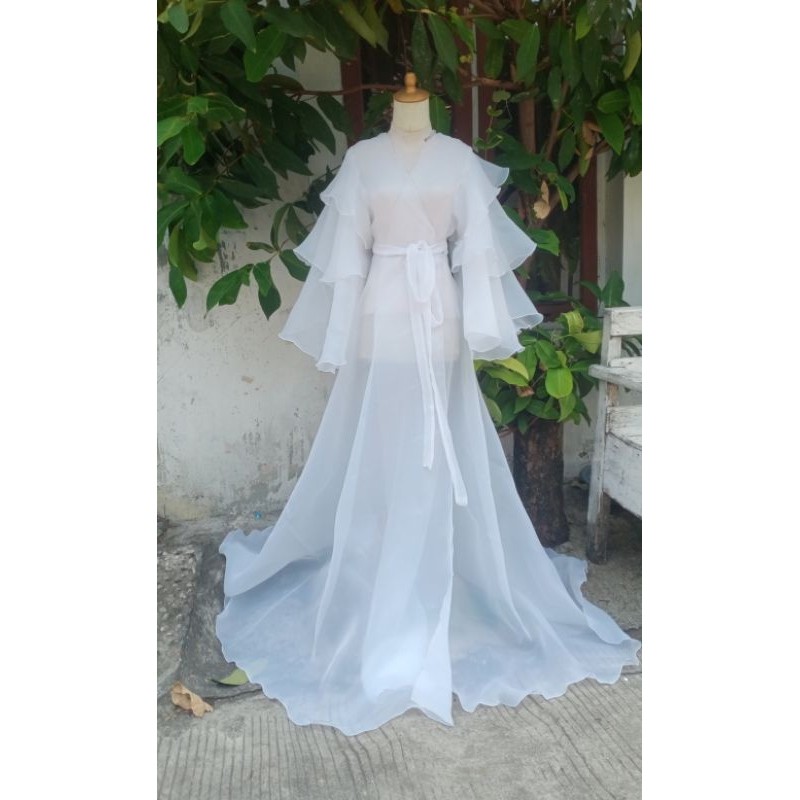 robe pengantin / kimono pengantin / gaun robe pengantin organza / gaun kimono pengantin organza mewa
