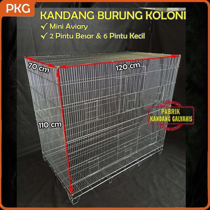 Kandang Burung Galvanis Mini Aviary 120x70x110 | Sangkar Aviari Kotak Besi Jumbo Rakit Minimalis