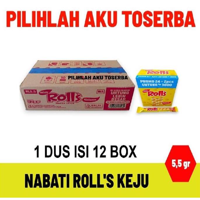 [SL] Nabati Rolls Cheese / Keju Wafer Stick (HARGA 1 DUS ISI 12 BOX)