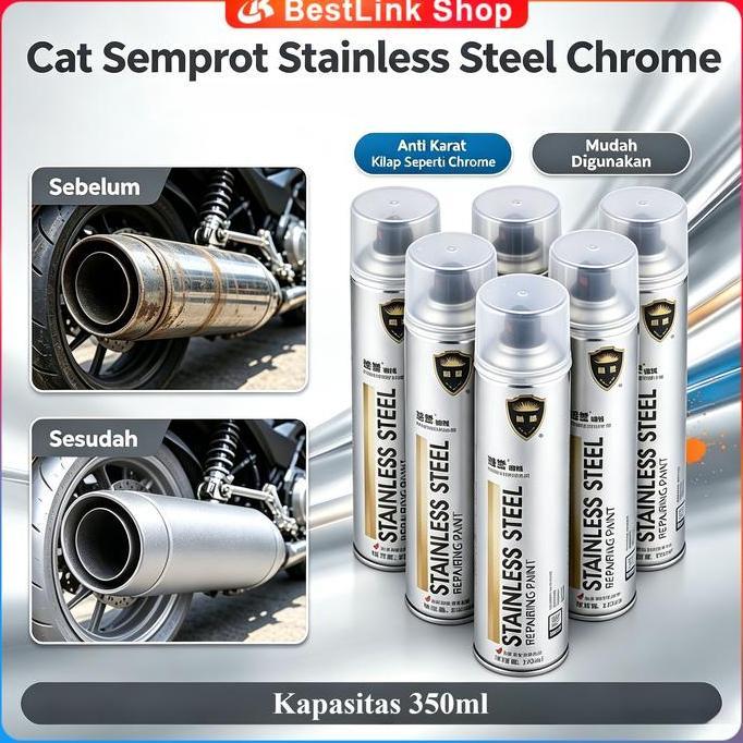 350 ML Chrome Spray Paint / Cat chrome /Anti Karat Warna Stainless  / Cat Semprot Chrome / Cat sempr