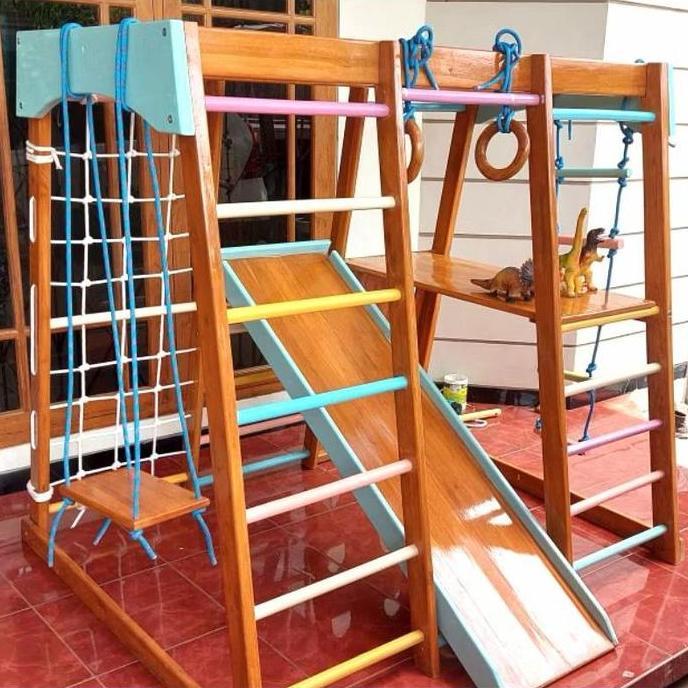 Brakiasi mainan anak warna 150x150cm / Brakiasi kayu Full set / playground kids HSS