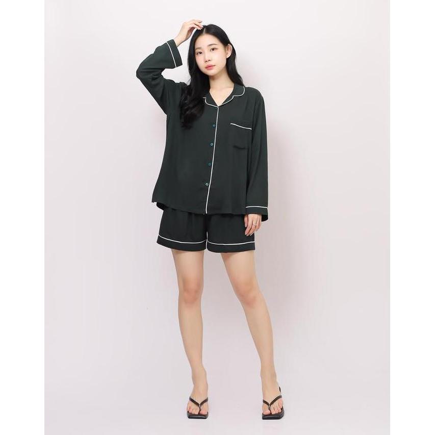 Skyw- Candice Oneset - Piyama Oneset Nita Baju Tangan Panjang Celana Pendek Rayontwill | Oneset Tidu
