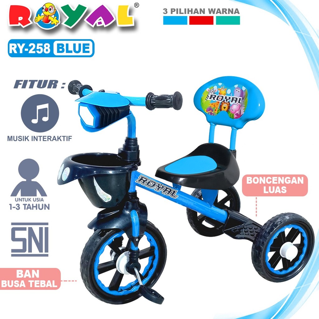 SEPEDA ANAK RODA 3 ROYAL RY-258 TRICYCLE + LAMPU + MUSIK INTERAKTIF