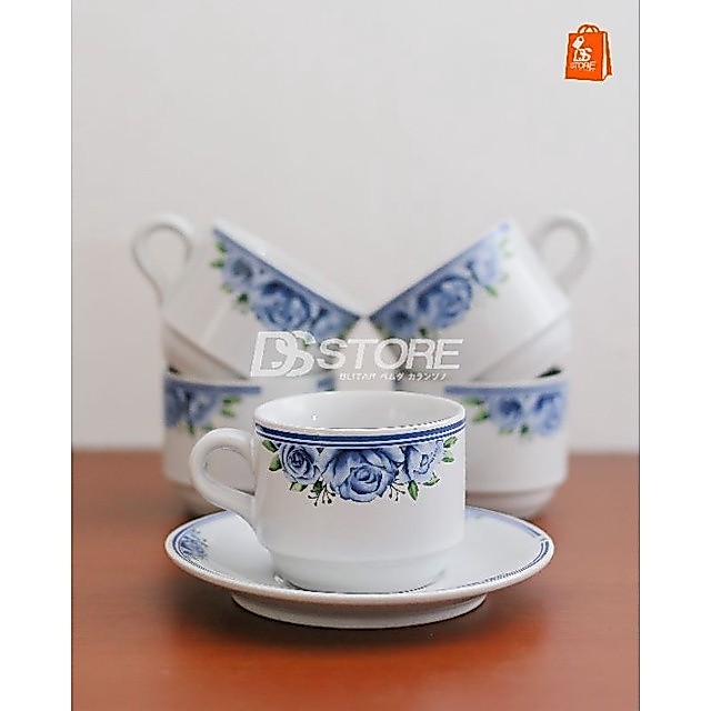 PROMO Cangkir set Rose Keramik/Gelas kopi keramik/kopin/gelas teh/mug tatakan set