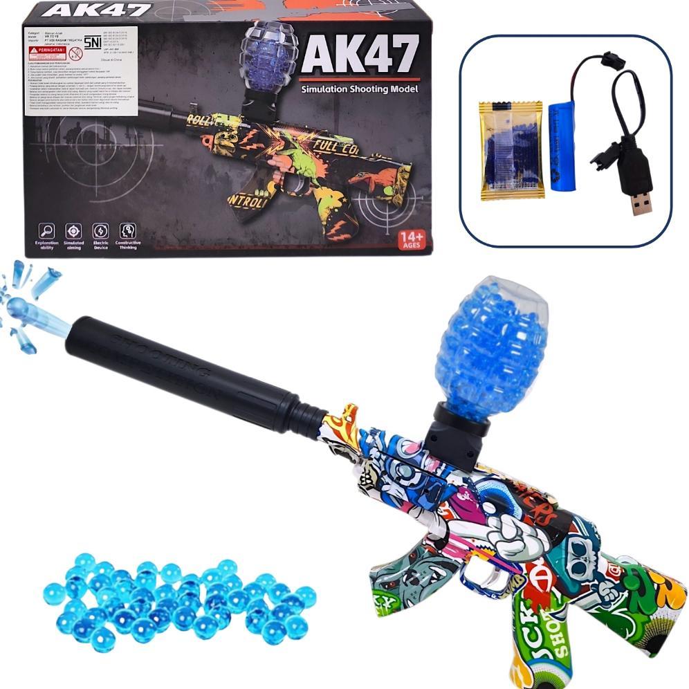 Automatic Ball Gun Electric AK477 mainan pistol peluru jelly ak477 otomatis size  mainan tembakan wa