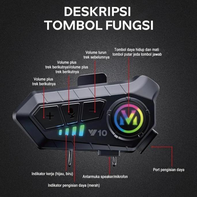 KIVANAMII98 - MATEI COD HEADSET HELM INTERCOM Y10 / K06 BLUETOOTH 5.3 HEADSET MOTOR BLUETOOTH HEADSE