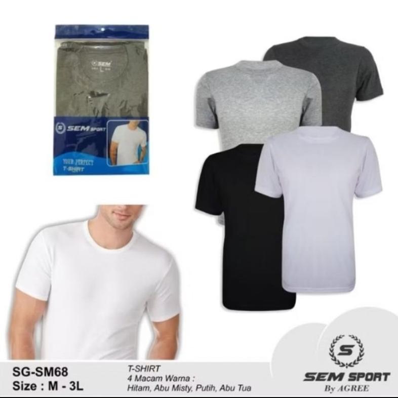 EXCLUSIVE SEM SPORT Kaos Oblong Pria Kaos Dalam Pria  Kaos Oblong Sem Sport  (isi 1pcs)
