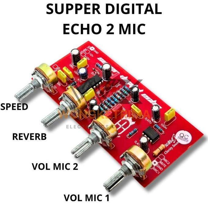 Modul Super Digital Echo 12V Ct 4 Potensio (Speed, Reverb, Mic1, Mic2) | Untuk Sistem Audio & Karaok
