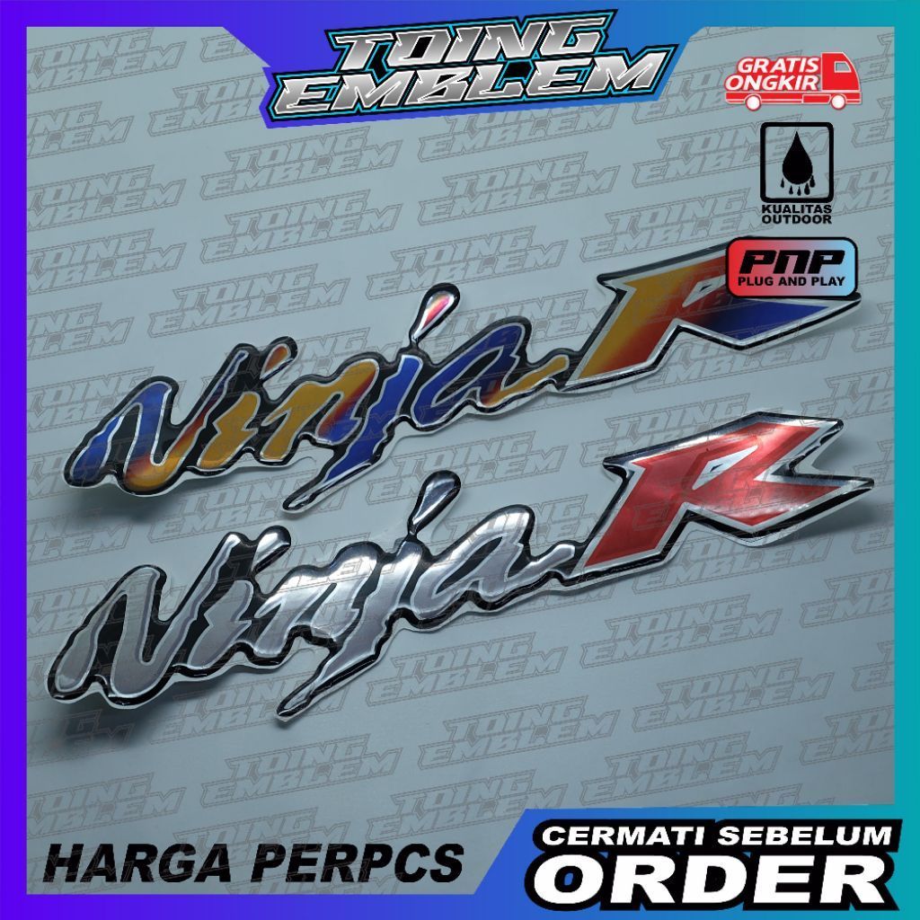 emblem timbul ninja r kawasaki / emblem logo ninja r - SILVER, SATU SAJA