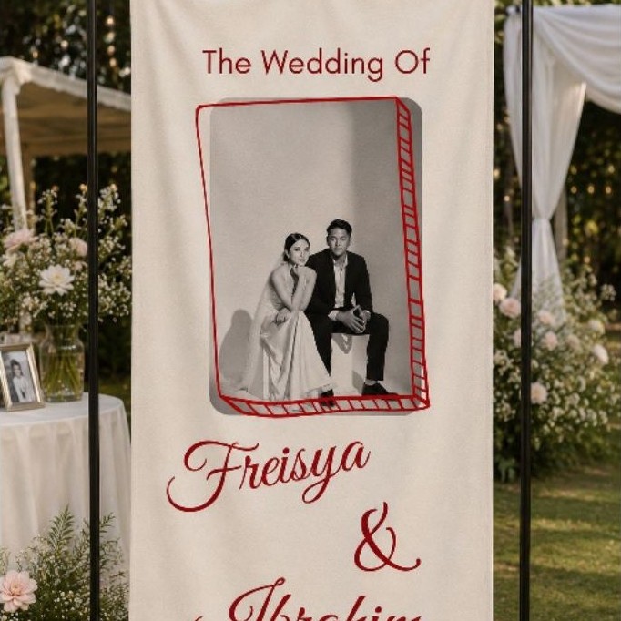 welcome sign || backdrop welcome sign wedding | bahan kain blacu | cetak kain welcome wedding | enga