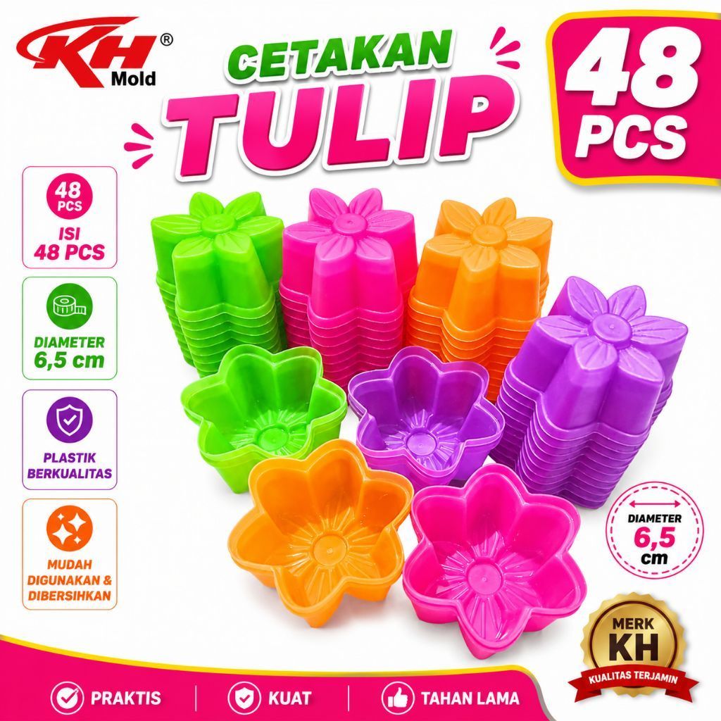 48 Pcs Cetakan Kue Cetakan Putu Ayu Bentuk Bunga Tulip