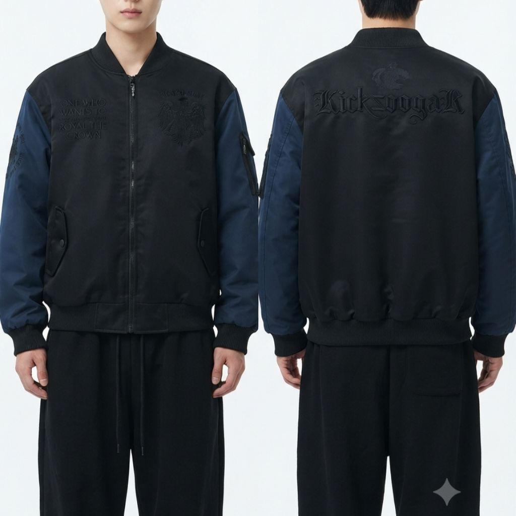 Astrina Jaket Pria Bomber Premium Kickzoogar MA1 Streetwear Casual Resleting Full Lengan Kombinasi
